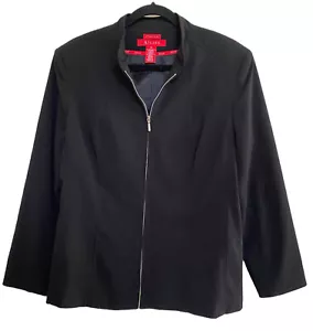 A Line Women's Black Jacket Size 14 Poly Rayon STRETCH Zip Front Lined - Picture 1 of 5
