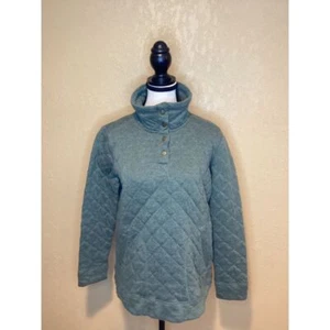 Marmot Sweatshirt Womens Medium, Olive Green, Quilted 1/4 Snap Pullover Outdoor - Picture 1 of 7