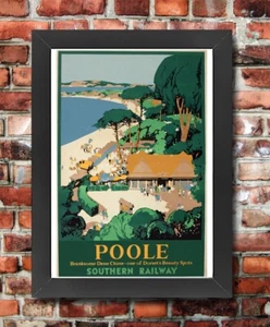 TX632 Vintage Framed Poole Dorset Travel Poster British Southern Railway A3/A4 - Picture 1 of 1