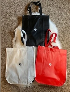 Lululemon Reusable Shopping Tote Bag Large Black White Red Lot 3 New - Picture 1 of 1