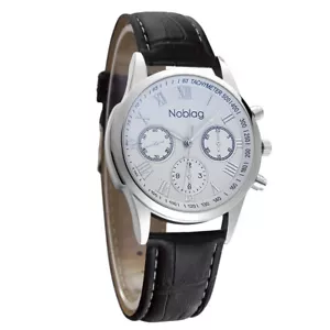 Noblag Monsieur Uhren weißes Zifferblatt schwarzes Lederarmband 40 mm - Bild 1 von 1