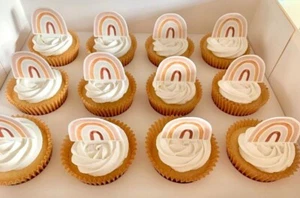 Boho Rainbow Cupcake Toppers Edible Wafer Fairy Unicorn Neutral Decorations #124 - Picture 1 of 1