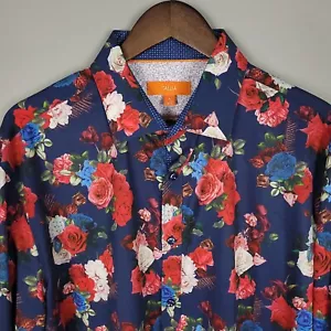 Tallia Shirt Mens Extra Large Rose Floral Print Flip Cuff Stretch Club Casual - Picture 1 of 11