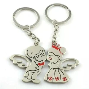 2X PORTACHIAVI COPPIA SPOSI ANGELO DOPPIO REGALO FIDANZATI AMORE SMALTATO - Imagen 1 de 2