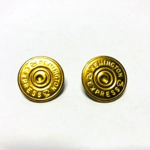 2 Vintage Kemington Express 20 Ga Shotgun Shell Style Novelty Buttons - Picture 1 of 2