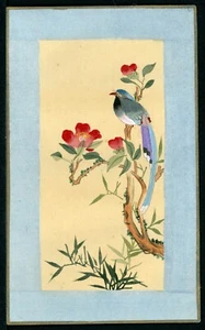 Peinture Chinoise sur Soie sur carton - Fait Main - XXème Siècle - Série Oiseaux - Bild 1 von 2