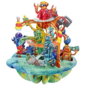Santoro 3D Pop Up Pirouette Greeting Card - Robots - Picture 1 of 1