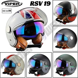 Viper RSV19 Open Face Jet Retro MOD Scooter Motorcycle Motorbike Helmet DVS ECE - Picture 1 of 38