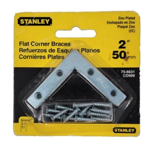 Soportes de esquina plana Stanley de 2" placas de reparación acabado de zinc 4 por paquete soporte L - Imagen 1 de 3