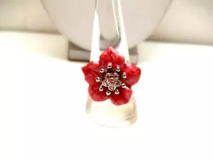 Anello Kenneth Jay Lane KJL Rosa Smalto Fiore Cristallo Centro Taglia 9 - Foto 1 di 12