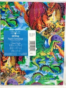 VTG American Greetings Dinosaur Wrapping Paper. 1 sheet. NIP Unopened - Picture 1 of 4