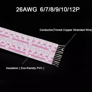 6-12Pin Flexible Flat Ribbon Cable Wire 26AWG UL2468 Tinned Copper Connect Wires - Picture 1 of 9