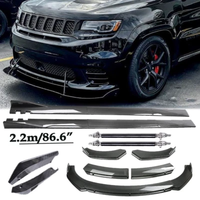 Carbon Fiber Front Bumper Lip Spoiler & Side Skirt For Jeep Compass 2007-2023 Foto 1 de 4