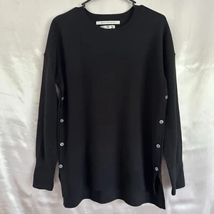 Max Studio Sweater Womens L Black 100% Wool Extra Fine Merino - Picture 1 of 7