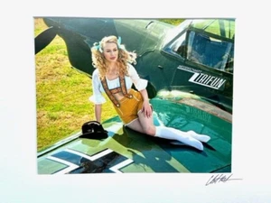 Warbird Pinup Girls Photo with White Matboard, Messerschmitt Taifun - Picture 1 of 1