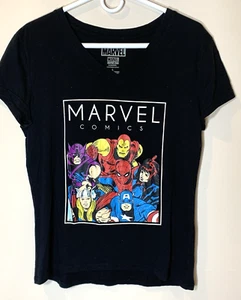 Camiseta para mujer Marvel Comics grande negra cuello en V manga corta ajustada - Imagen 1 de 7