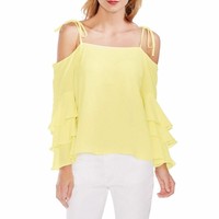 vince camuto tiered ruffle sleeve blouse