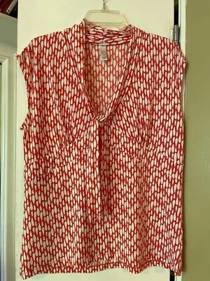Blusa Merona Estampado Naranja y Blanco Sin Mangas con Lazo Grande Foto 1 de 4