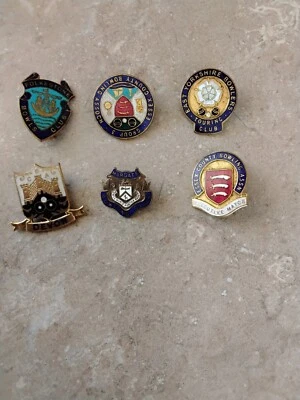 6 Vintage Enamel Lapel Pin Bowling Badges Great Condition  - Image 1 of 4