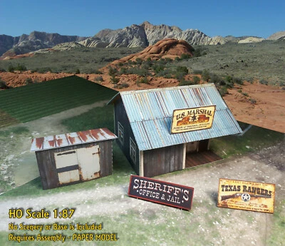 HO Scale 1:87 Shanty Building - Pre-Cut & Pre-Scored CARDSTOCK PAPER kit WSL1 - Image 1 of 4