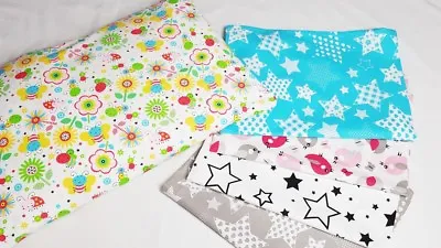 PILLOW CASE 100 % COTTON COVER 40x60 Cm For COT JUNIOR BED SINGLE PATTERN STARS • 3.99£