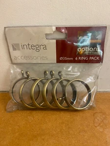 INTEGRA BURNISHED BRASS EFFECT 35mm CURTAIN POLE RINGS X 6 - NEW IN PACK - Picture 1 of 1