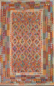 Traditional Reversible Kilim Rugs Handwoven Area Wool Carpet 10x13 ft - Picture 1 of 10