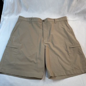Chaps ~Men's Size 38~ Crawford Tan Flat Front Poly Blend Chino Cargo Shorts - Picture 1 of 5