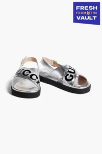 RRP€895 GUCCI Elizabeth Leather Slingback Sandals US8 UK5 EU38 Embossed Buckle - Picture 1 of 11