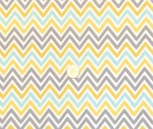 Mint Blossom Small Chevron Fabric by Northcott, BTHY, Grey, Yellow, Aqua - Picture 1 of 2