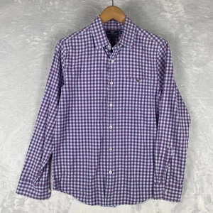 Vineyard Vines Mens Small Button Front Slim Fit Tucker Shirt Stretch Blue Purple - Picture 1 of 7