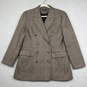 VTG Breeches Blazer Size 8 Houndstooth Wool Alpaca Pockets Double Breasted - Picture 1 of 12