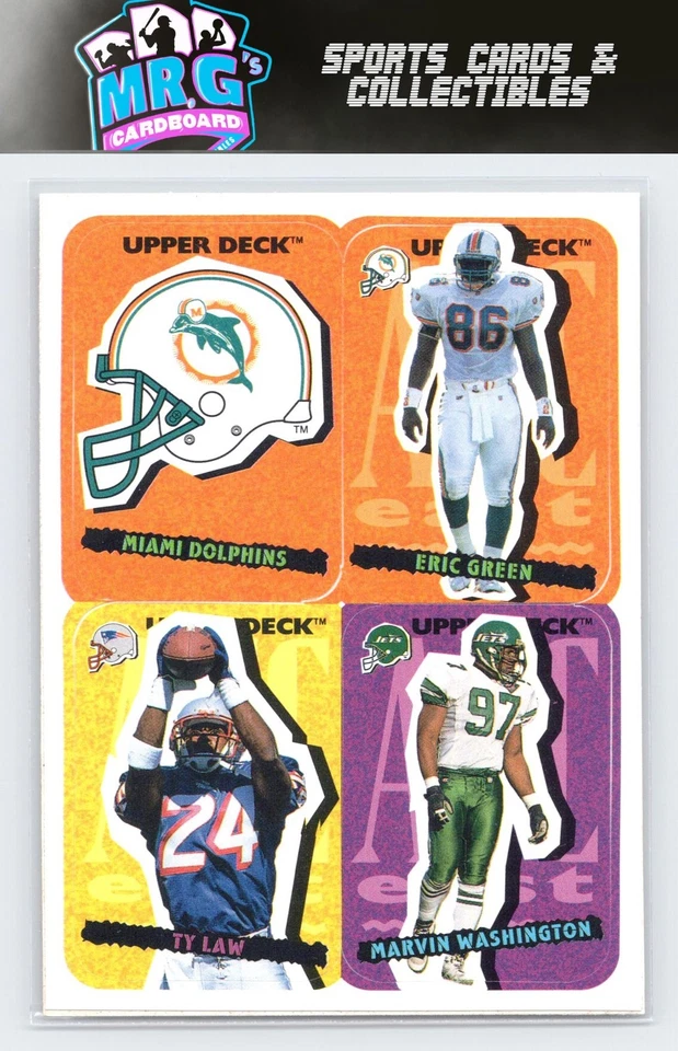 1995 Collector's Choice Stick-Ums #68 Miami Dolphins/E.Green/T.Law/M.Washington - Image 1 of 2