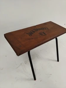 Vintage Jack Daniels Stool / Bench / Table Rustic Wooden Top Metal Legs Preloved - Picture 1 of 9