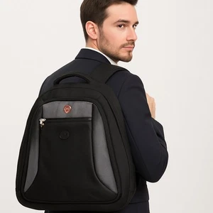 Swiss Gear Backpack Black Multi Pockets Laptop Travel Shock Absorbing Tech - Picture 1 of 11