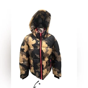 G by Giuliana Camouflage Puffer Jacket w/ Hood Vibrant Pink Lining and Zipper XL - Bild 1 von 9