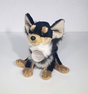 Demdaco Realistic Long-Haired Chihuahua Black White Tan Plush Stuffed Toy 7" EUC - Picture 1 of 10