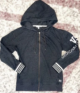 VS PINK || Vintage Full Zip Hooded Logo Jacket in Heathered Blue Grey - SZ Small - Picture 1 of 6