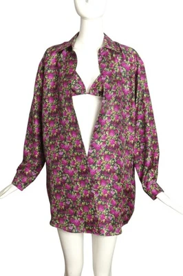 GUCCI - 全新带标签 2023 花卉丝绸束腰外衣和文胸上衣,尺寸 6 — 第 1/4 张图片