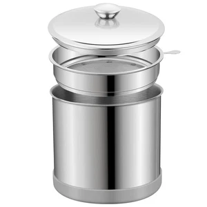 Contenitore grasso pancetta in acciaio inox con filtro a rete per conservare olio frittura - Foto 1 di 7