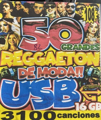 USB Con Musica 50 Grandes Del Reggaeton USB Con 3,100 Canciones - Image 1 of 2