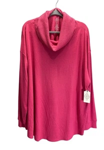 Nuevo con etiquetas Túnica St Johns Bay Para Mujer 3X Rosa Tejido Capucha Cuello Largo Acanalado Top - Imagen 1 de 9
