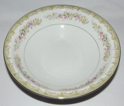 Cuenco de verduras Meito Kenwood Japón 9" rosa y verde patrón floral Foto 1 de 3