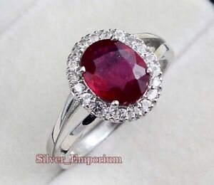 925 Sterling Silver 8X10MM Ruby Natural Oval Gemstone Engagement Ring For Women