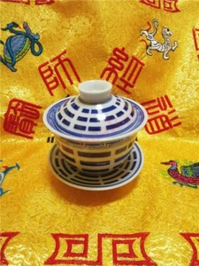 Taoist Tea Cup Eight Diagrams Covered Bowl Hand-painted Tai Chi - Picture 1 of 5