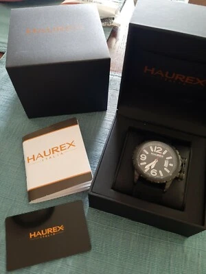 ¡NUEVO! Haurex Italia Hombre 3N502UNN Aeron Esfera Negra Lum. ¡Reloj con fecha de goma negra! Foto 1 de 4