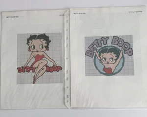 Betty Boop Counted Cross Stitch Pattern Chart Homemade Set of Two Retro Color - Picture 1 of 3