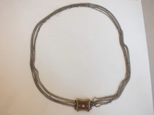 Old costume jewelry necklace bodice chain 5 x pea chain silver - Picture 1 of 10