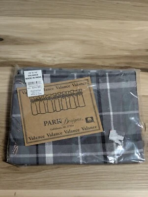 Farmhouse Gray Black  White VALANCE Plaid Curtain 72" x 14" Country Rustic Plaid - Image 1 of 3