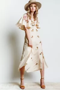 CLEOBELLA Apricot Floral Embroidered HERMOSA Caftan Kaftan Midi M Anthropologie - Bild 1 von 12